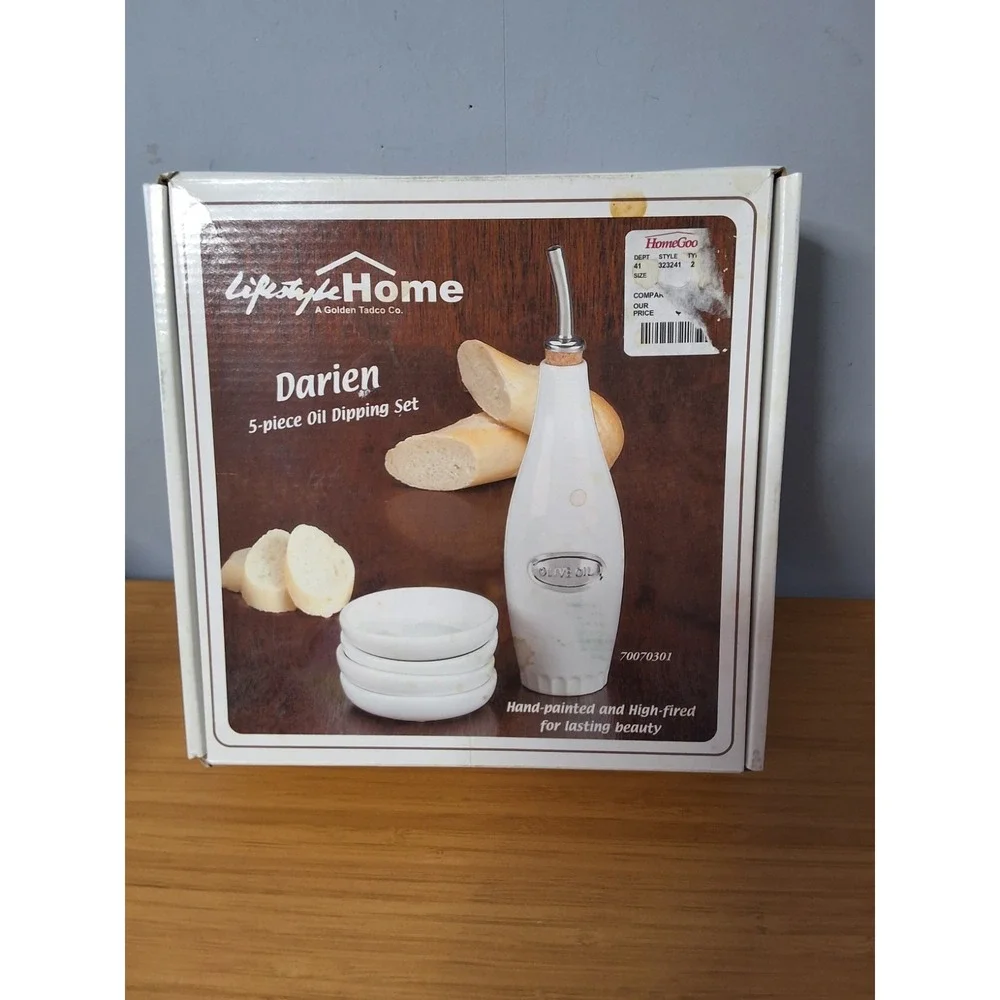 Lifestyle Home Darien Ceramic 5 Piece Olive Oil Dipping Set NIB